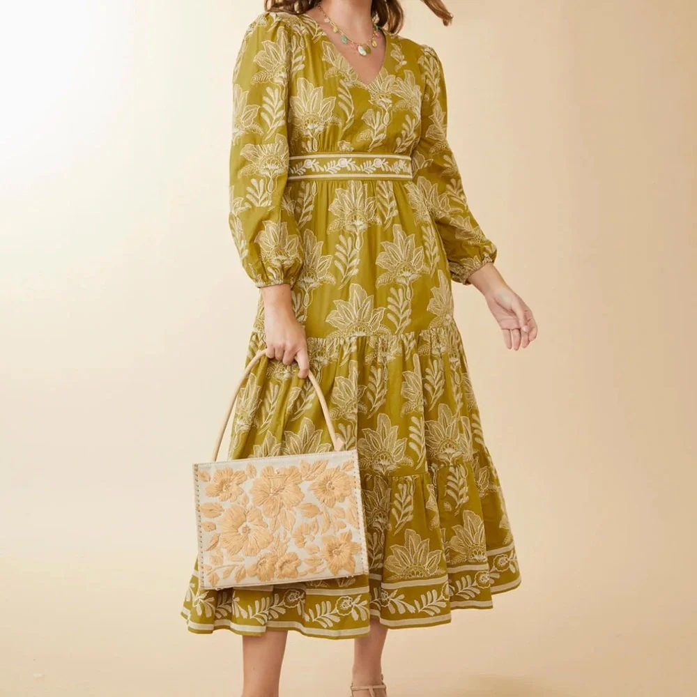 Spartina Nicolette Midi Dress - Calm Waters Schiffli - Picture 1 of 6